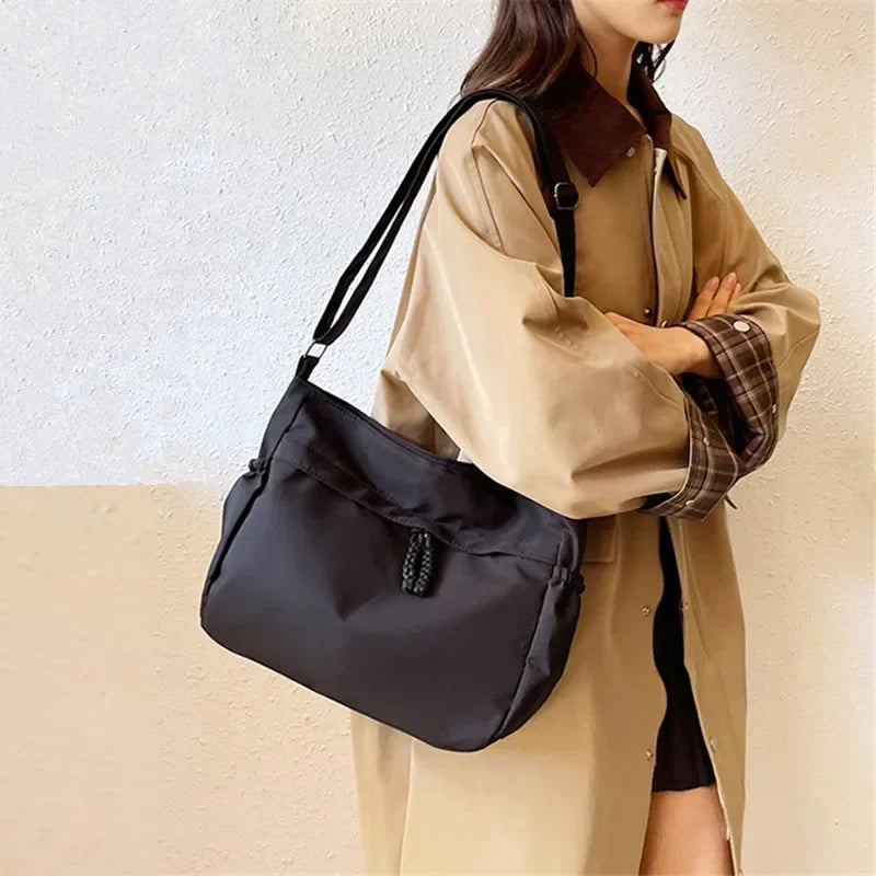 Double Sided Pocket Canvas Bag, Nylon Underarm Shoulder Bag, Fashionable Messenger Bags for Women's Daily Use Work Travel Outing