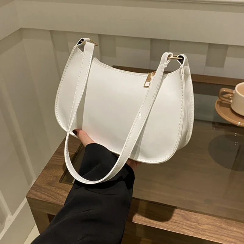 Retro Solid Color PU Leather Shoulder Bag Fashion Women's Handbags Casual Designer Hobos Underarm Bag, Suitable for Daily Use