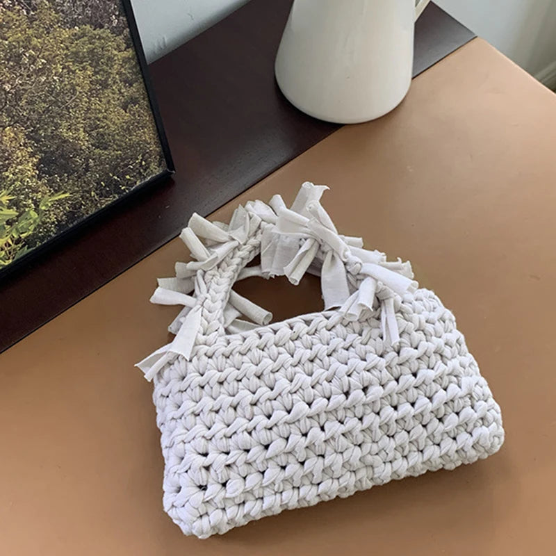 Spring And Summer Handwoven Women's Handheld Bag Leisure Small Fresh Hollow Out Small Design Holiday Bag