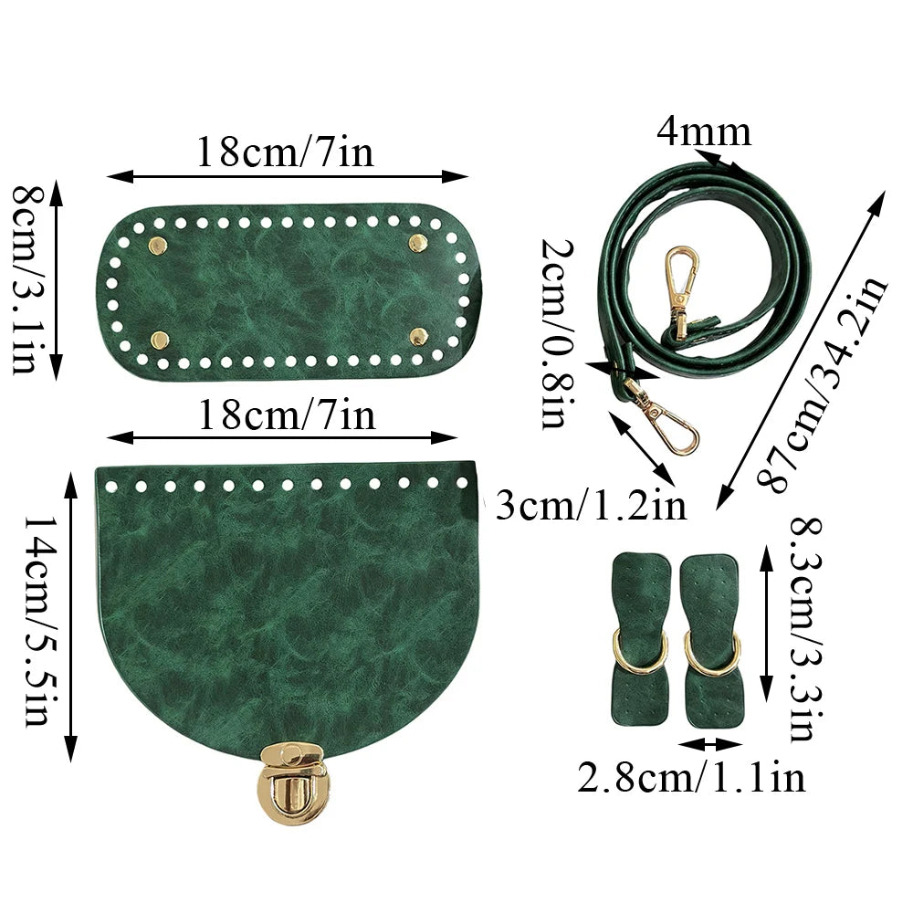 Hot Sale 1Set Accessories For Handbags 5pcs Diy Crochet Bag Kit Handmade Bag Bottom New Diy Leather Bag Strap For Making Bags