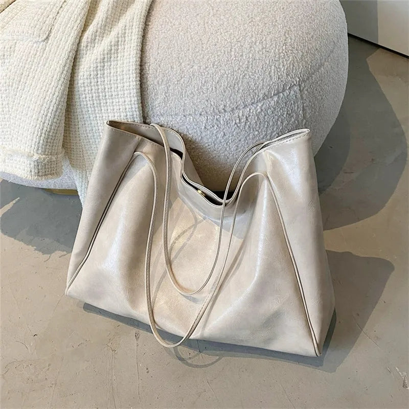 Women's Tote Bag, Large Capacity Soft Leather Shoulder Bag, Retro Casual Handbag, Perfect for Commuting Handbags Travel Bag