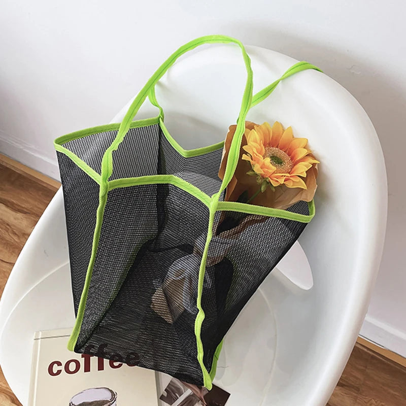 Fashion Large Capacity Handbag Mesh Hollow Out Design Beach Travel Package For Women Single Shoulder Bag Female Shopper Totes