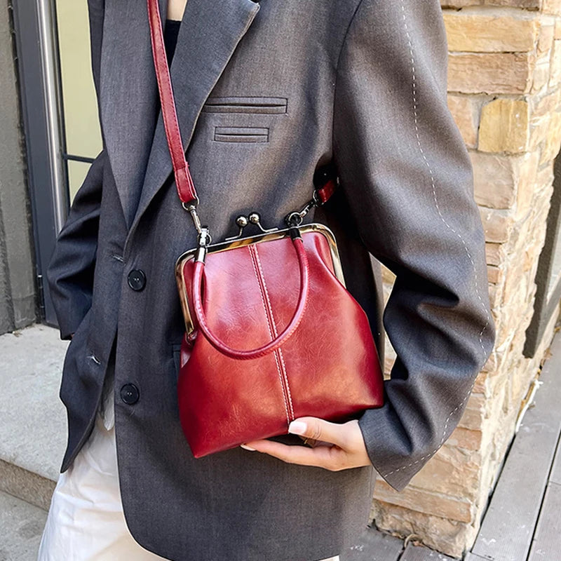 New Fashion Vintage Soft Leather Cosmetic Bag Purse Women's Handbag Crossbody Shoulder Bags Evening Party Totes Makeup Wallet
