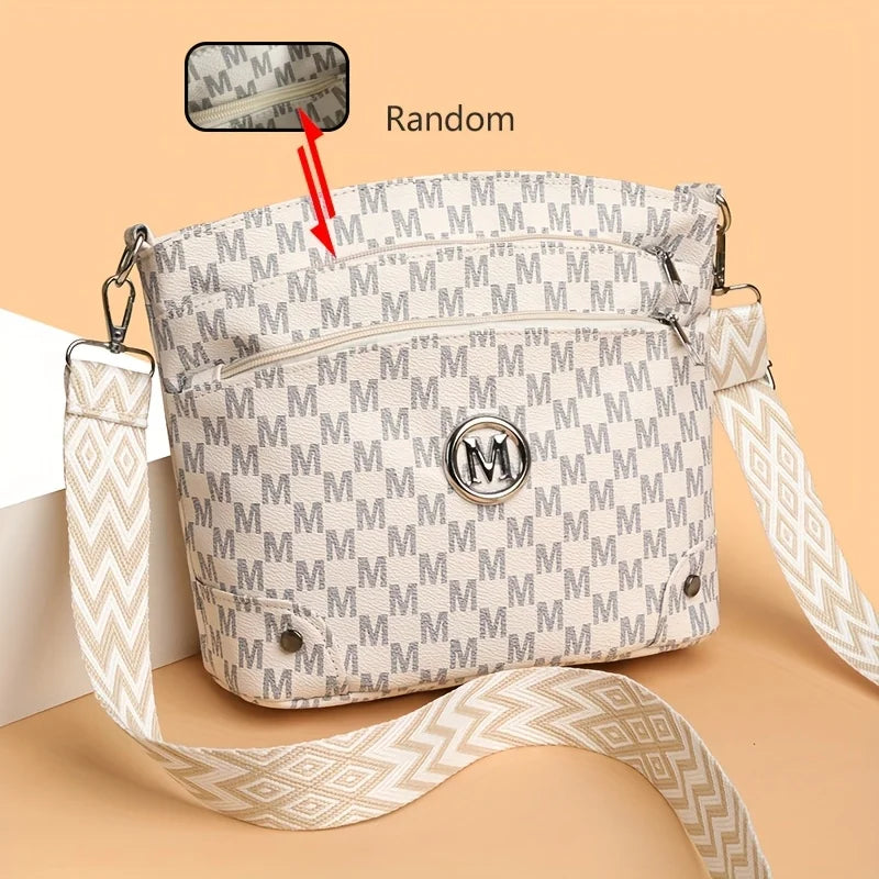 Elegant Women's Crossbody Bag with "M" Badge, Multi-Pocket, Adjustable Shoulder Strap, Women Shoulder Bag, Perfect as a Gift