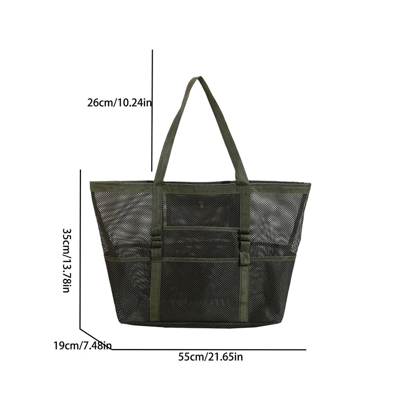 Foldable Lightweight Beach Bags Large Capacity Grocery Produce Tote Bag Beach Shoulder Bag Women's Casual Shopping Bags
