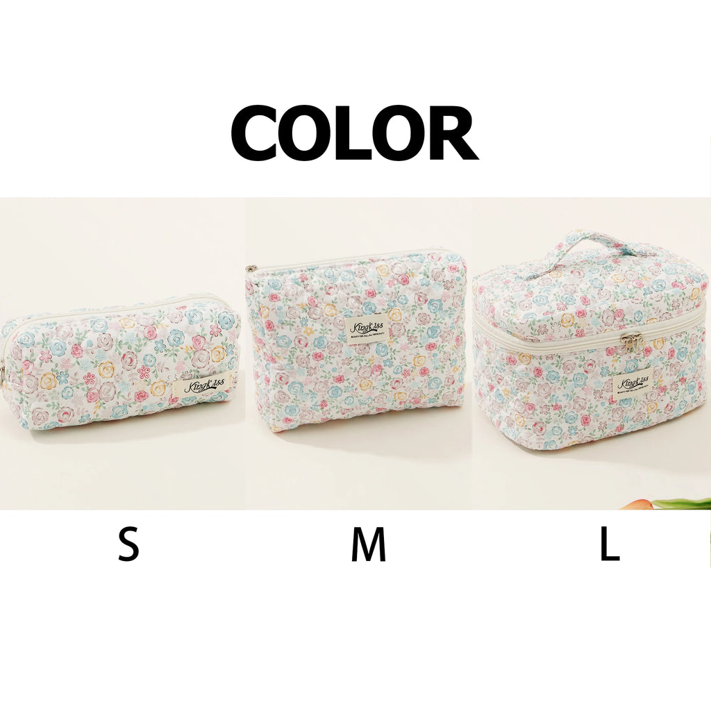 1pcs Cute Quilted Cotton Makeup Bag Women Zipper Cosmetic Organizer Cloth Handbag Box Shape Portable Toiletry Case for Girls
