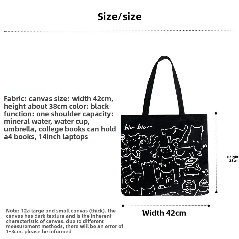 Art Design Cute Animals Printed Handbag Shoulder Bag, Literary Retro Canvas Tote Bags for Women Daily Use Work, Shopping School