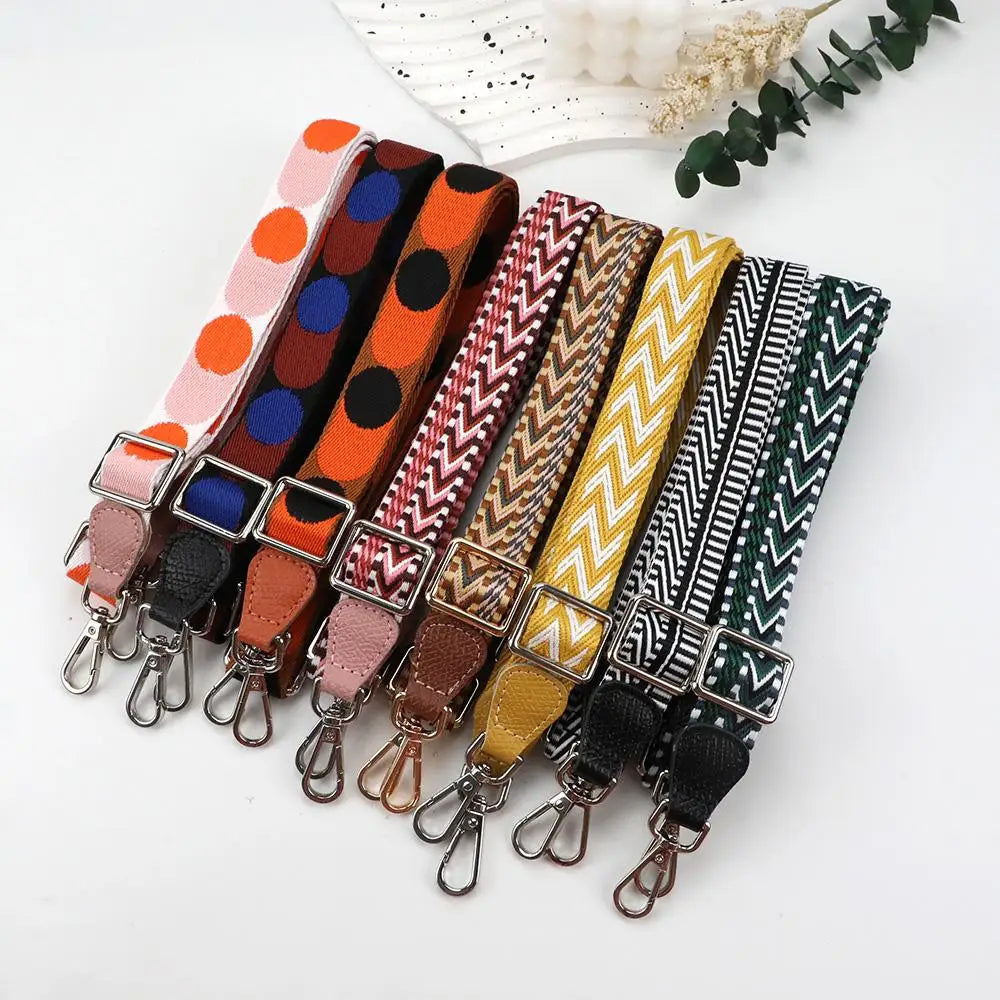 Adjustable Canvas Purse Straps Wide Embroidered Replacement Straps For Crossbody Bag Women Shoulder Bag Strap DIY Bag Accessory