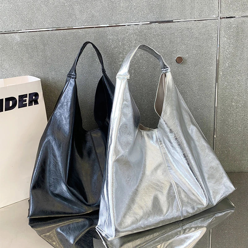 New Women Soft PU Leather Handbag Luxury Design Underarm Hobo Shoulder Bag Clutch Casual Large Capacity Dumpling Pouch
