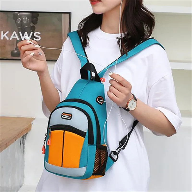 Women Nylon Sling Bag - Adjustable Strap, Multi-Pocket Crossbody Chest Pack for Men Travel & Sports for Daily Commute