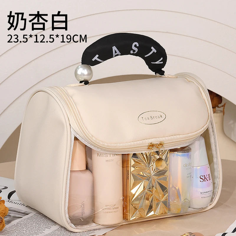 New Hooked Toilet Bag Transparent PVC Makeup Bag Large Capacity Hanging Storage Bag Travel Portable Handbag