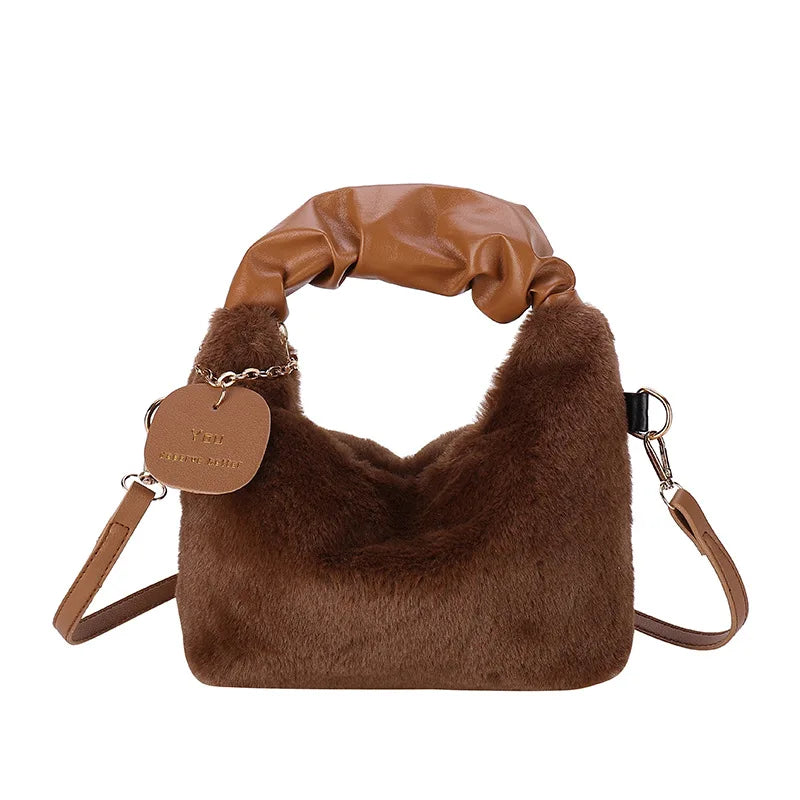 Fashionable Plush Tote Bag, Cute Stylish Women's Handbag Shoulder Crossbody Bag, Suitable for Women Party Banquet Daily Travel