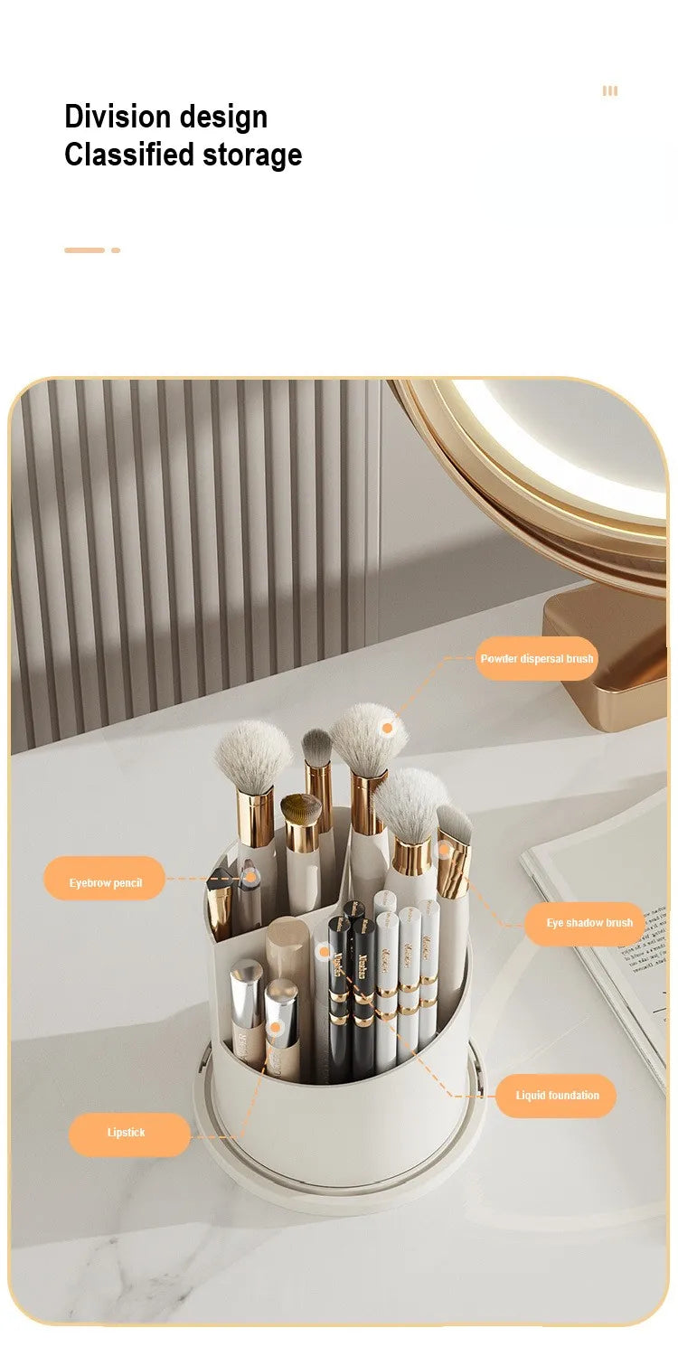 360° rotary makeup brush holder with cover Luxury cosmetics lipstick eyebrow pencil holder eye shadow storage box