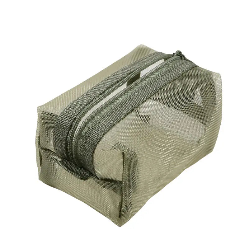 Mini Clear Nylon Mesh Cosmetic Bags Cute Women Small Lipstick Makeup Bags Pouch Data Line Key Earphone Organizer Case
