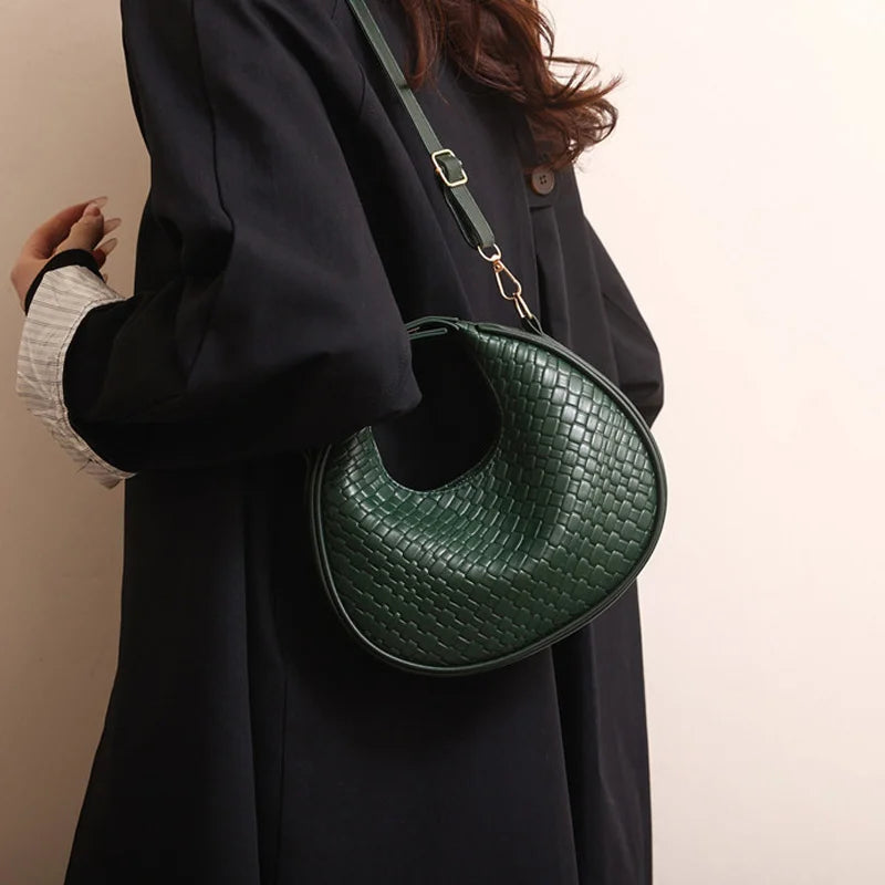 PU Leather Shoulder Bag Fashion Solid Color Lattice Crossbody Bag Small Bag Ladies Trend Luxury Designer Handbags