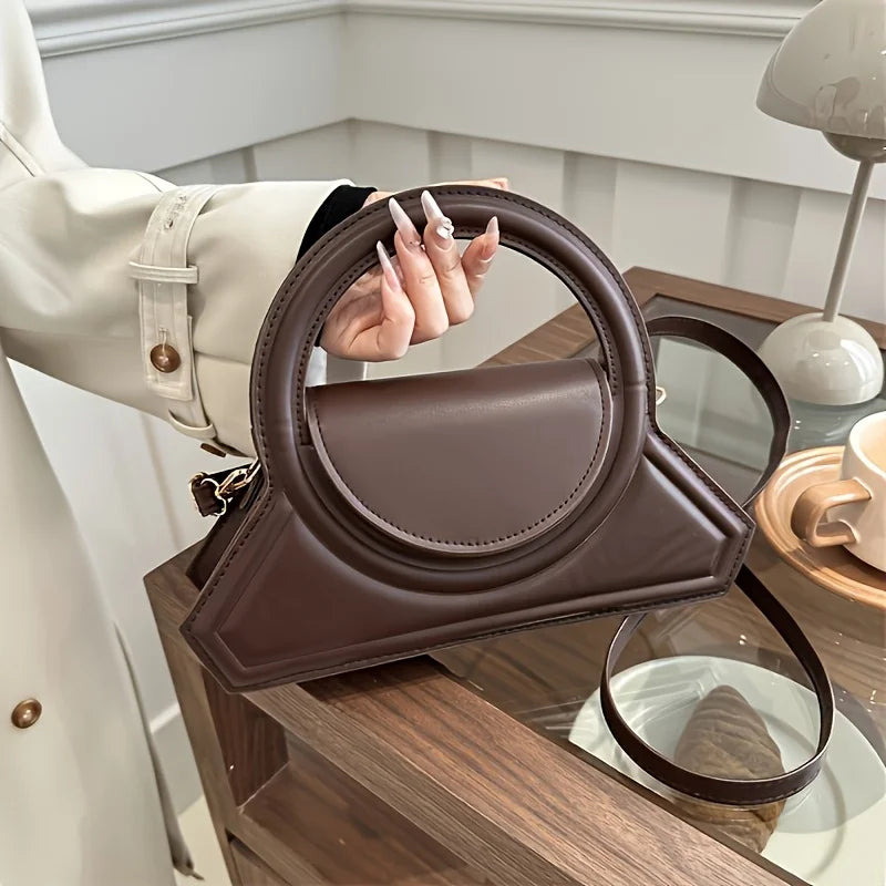 Solid Color Pu Leather Elegant Tote Bag, Versatile; Vintage Small Square Bag, Stylish Shoulder Crossbody Bag for Work Occasions