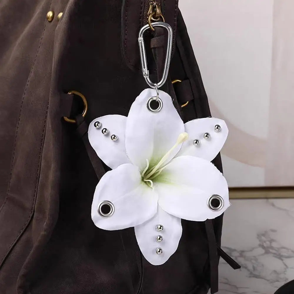 HOT Creative Exquisite Phalaenopsis Orchid Lily Keychain Backpack Decoration Simulation Flower Bag Pendant Handbag Accessories