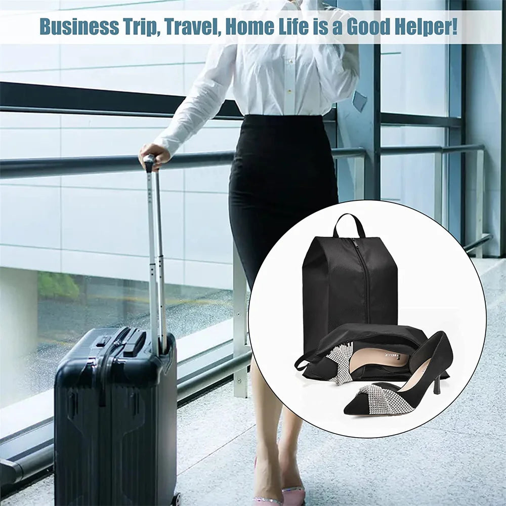 Portable Nylon Travel Shoe Bags with Zipper Closure for Men and Women Waterproof Shoe Organize Storage Bags Makeup Laundry Bag