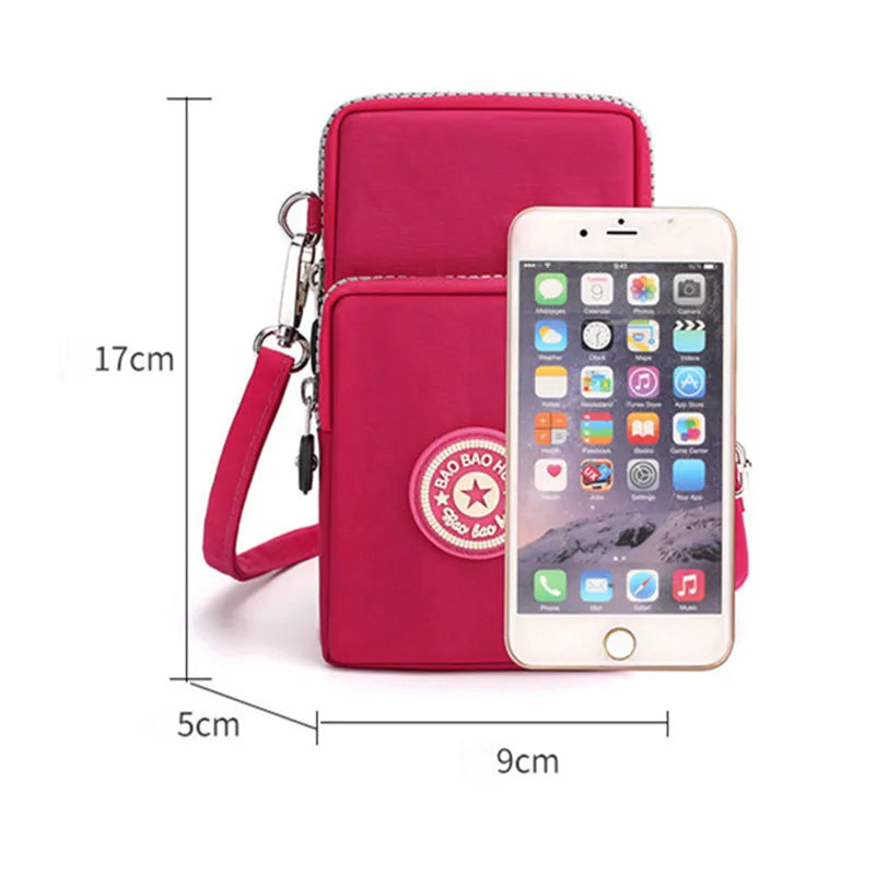 Sports Arm Bag, Women Mobile Phone Bag Running Messenger Purse Wallet, Women's Shoulder Cross Body Bags Multi Layer Zipper Pouch
