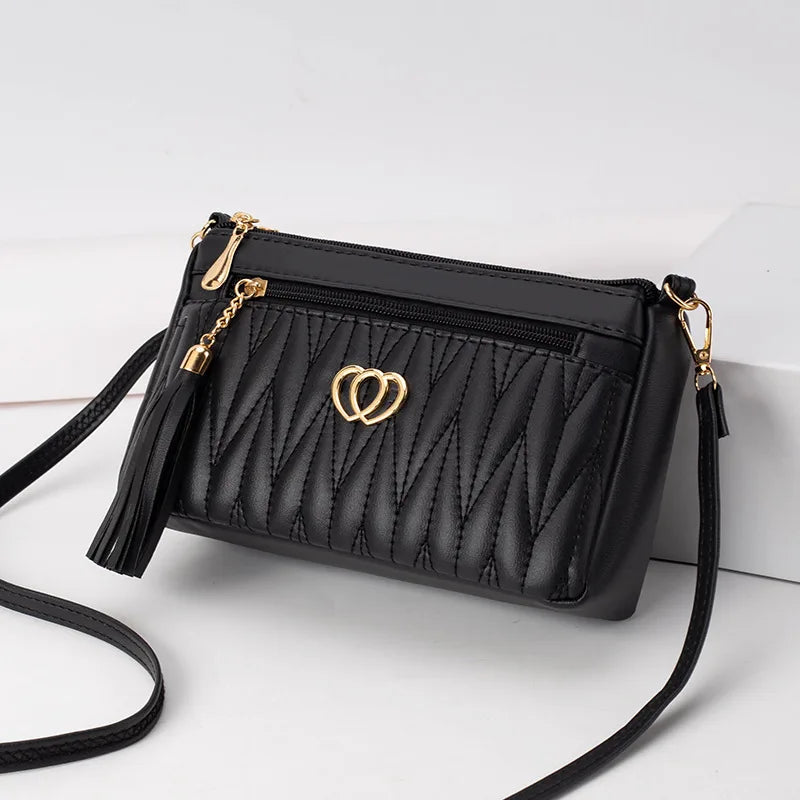 Classic Quilted Crossbody Bag for Women Vintage Synthetic Leather Shoulder Strap, Handbag & Phone Wallet for Everyday Essentials