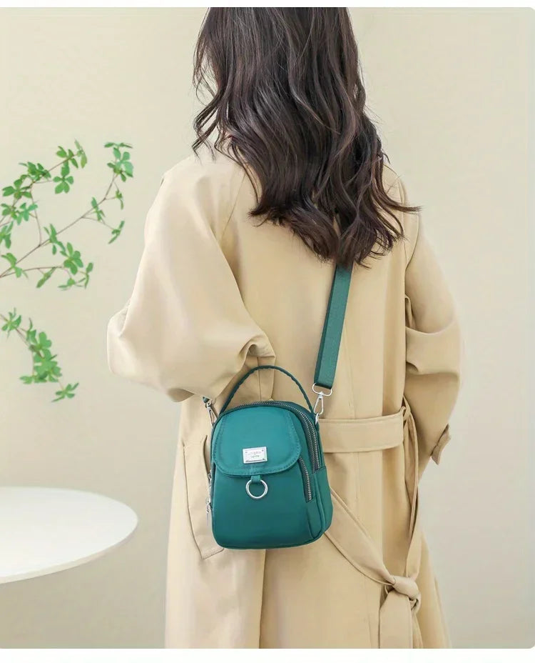 Ms. Fashion, Shoulder Bag, Mini Phone Bag, Multi-Layered Messenger Bag, Nylon Waterproof Fabric, And External Headphone Holes