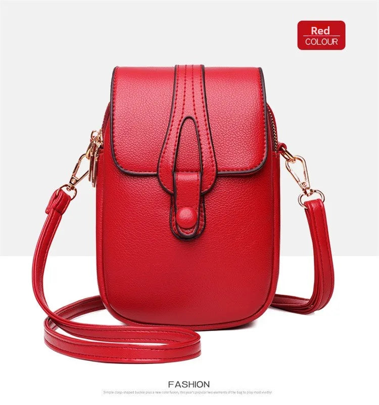 Mini Multifunctional Leather Shoulder Bag for Cellphone/Sport Cross Bags with Headphone Jack, Multi Layer Women's Bag with Cover