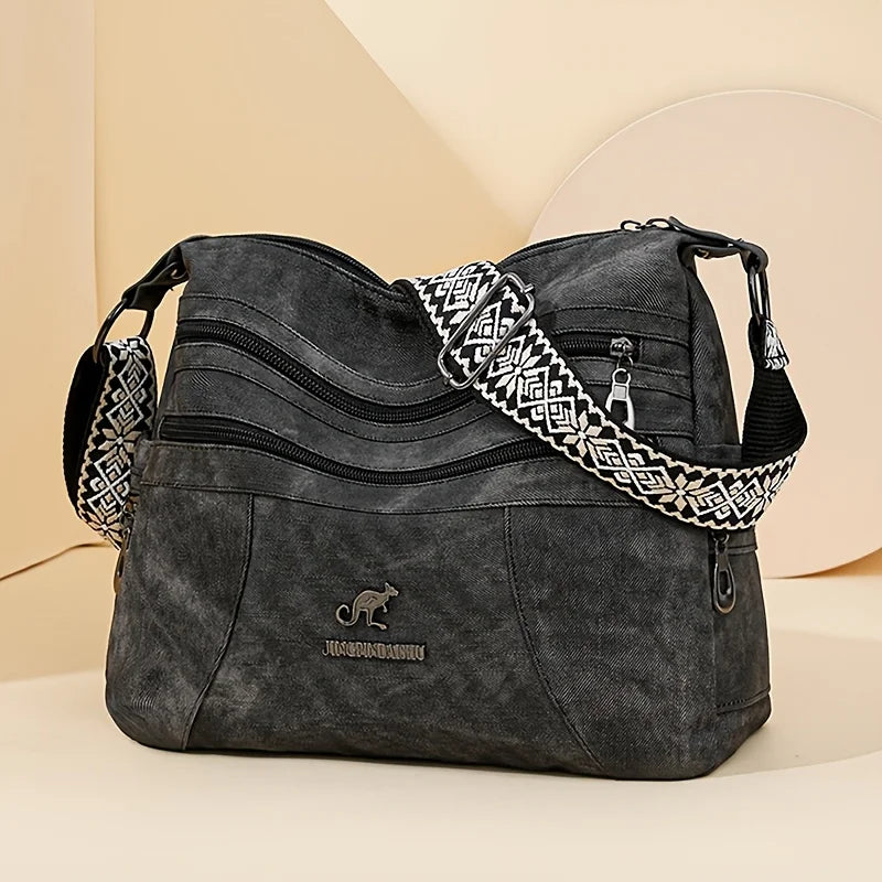Vintage Style Shoulder Bag for Women Multi Layer Versatile Faux Leather Crossbody Bag Casual Handbag Purse with Zipper Closure
