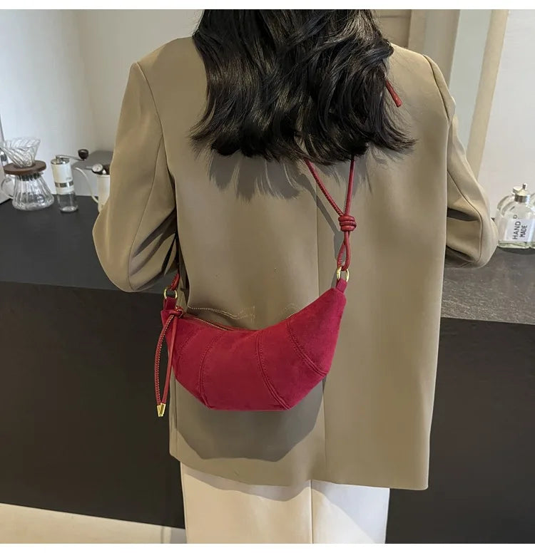 Fashionable Croissant Shape Women's Bag, Casual Simple Crossbody Shoulder Bags for Women Daily Use Commuting Phone Bag,Pockets