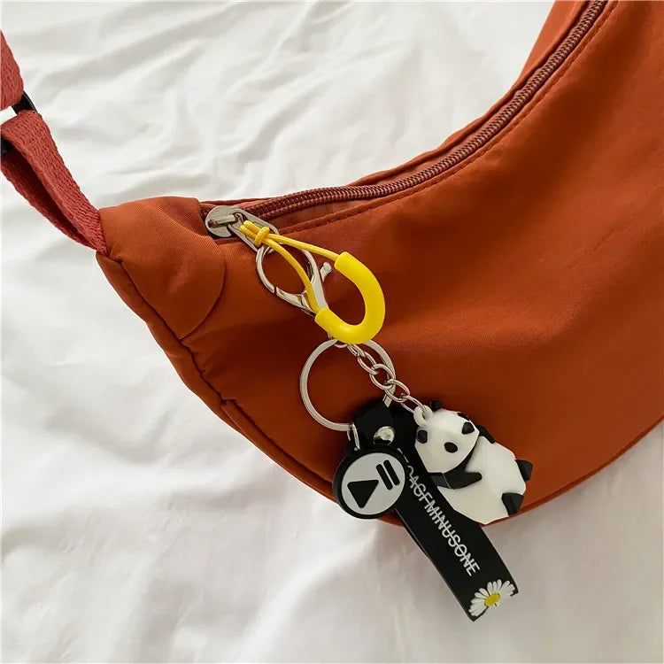 Nylon Half Moon Crossbody Bags for Women, Stylish Dumpling Bag, Small Armpit Shoulder Bag for Daily Use, Work, Outing, Party.