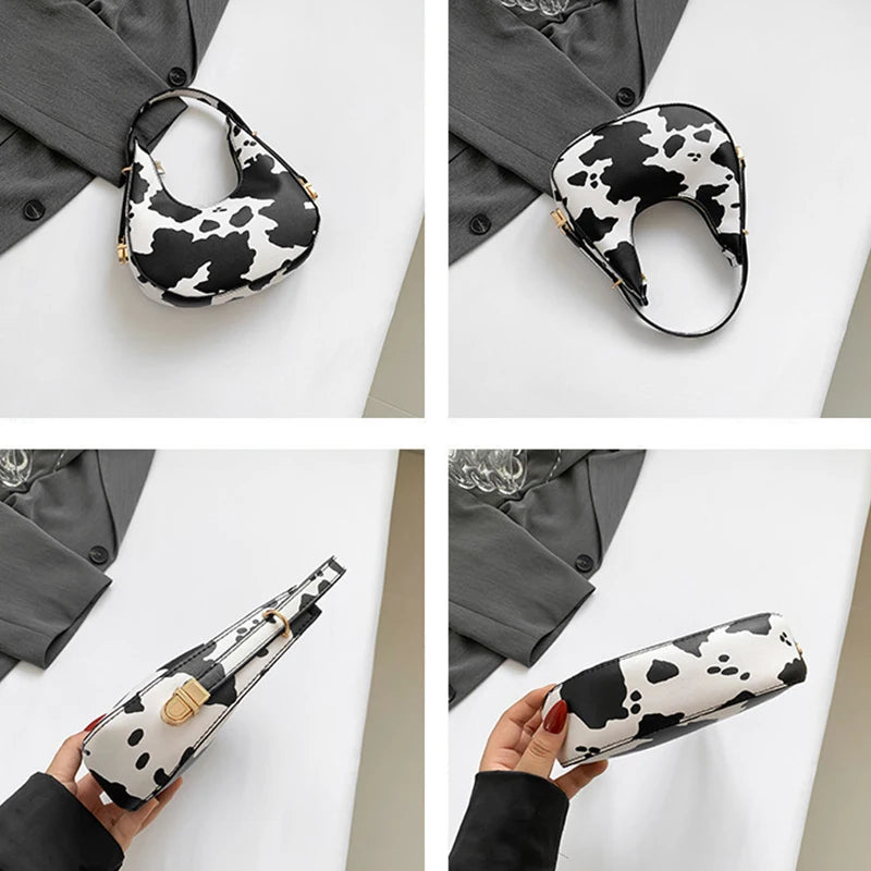 Cow Prints Underarm Shoulder Bags For Women French Style Small Crossbody Phone Bag Luxury Designer Versatile Handbags