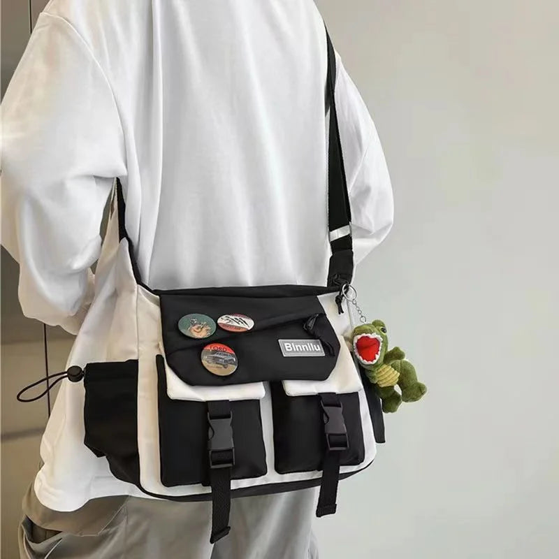 Preppy Casual Nylon Crossbody Bag For Men And Women Teenager Messenger Bag, Outdoor Student Commuter Shoulder Bag For Daily Use
