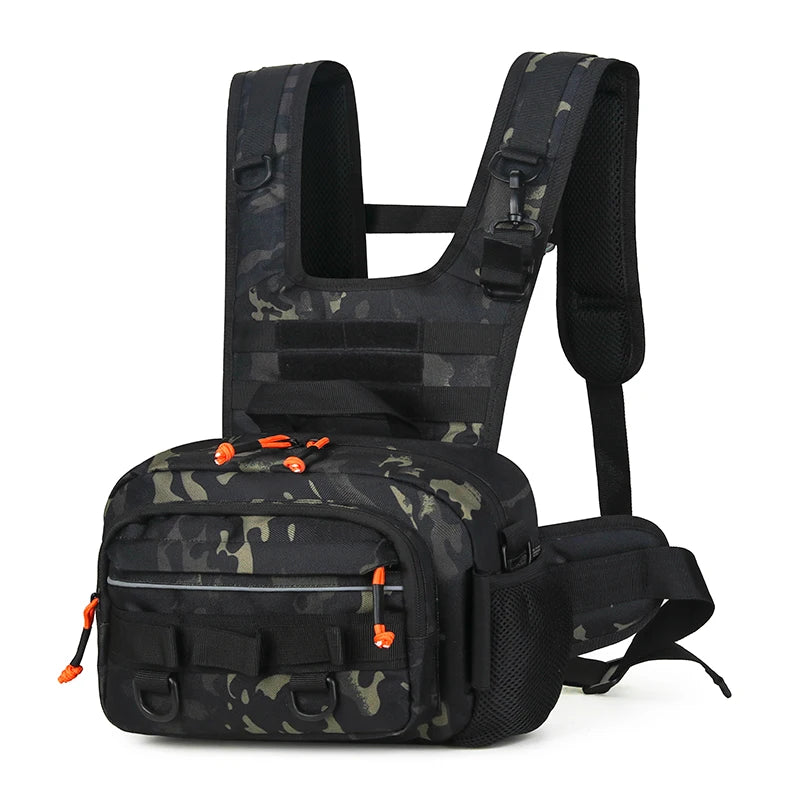 Fishing Lure Front Chest Vest Travel Backpack Camping Hiking Outdoor Cycling Mountaineering Gear Tactical Tackle Bag for Men Sac