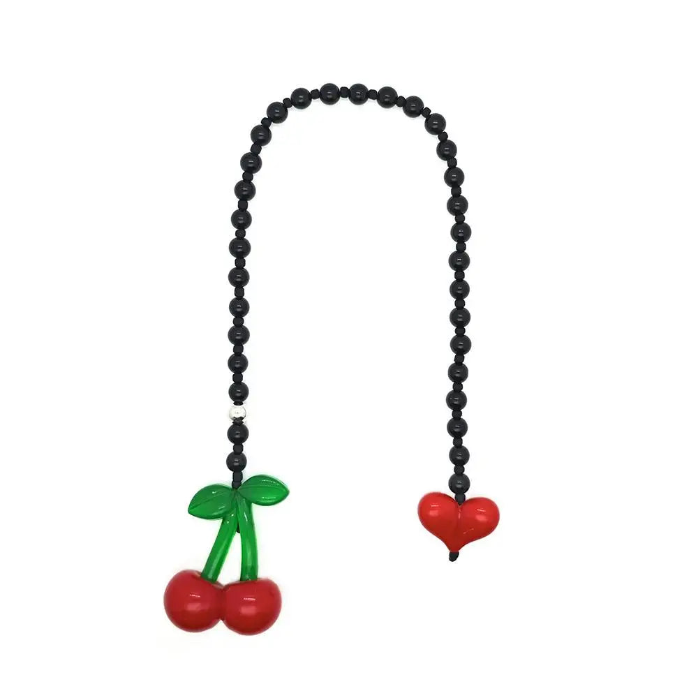2025 Bag Charms Beads Chains Girl's Bag Pendant Lady Jewelry Big Cherry Love Heart Keychains Y2K Accesories Women Bag Hangers