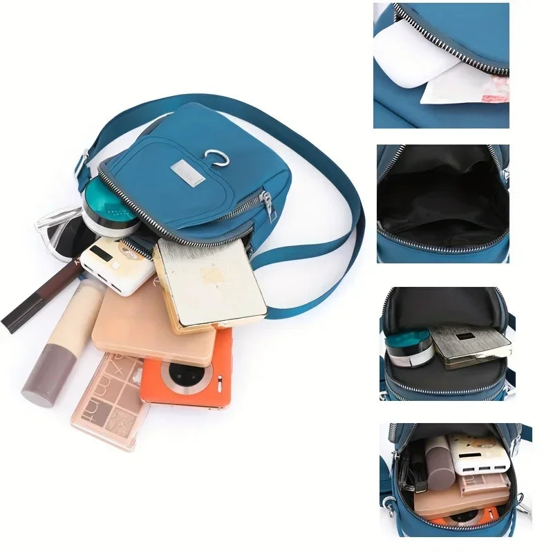 Ms. Fashion, Shoulder Bag, Mini Phone Bag, Multi-Layered Messenger Bag, Nylon Waterproof Fabric, And External Headphone Holes