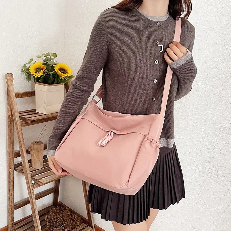 Double Sided Pocket Canvas Bag, Nylon Underarm Shoulder Bag, Fashionable Messenger Bags for Women's Daily Use Work Travel Outing