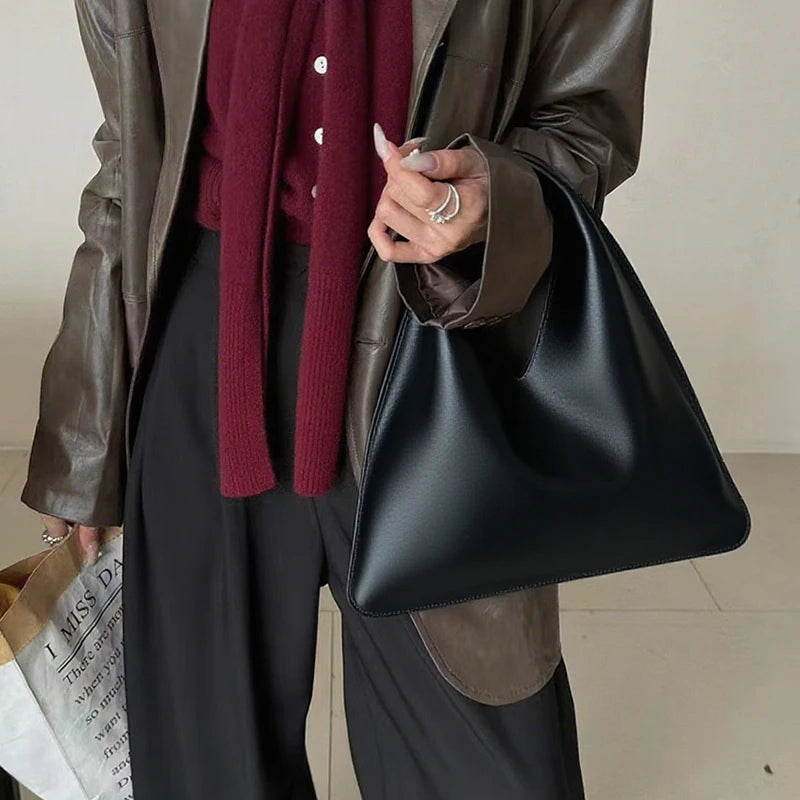 Simple Design Small Bindle Trendy Bag PU Leather Handbag for Women Casual Winter Shoulder Bags