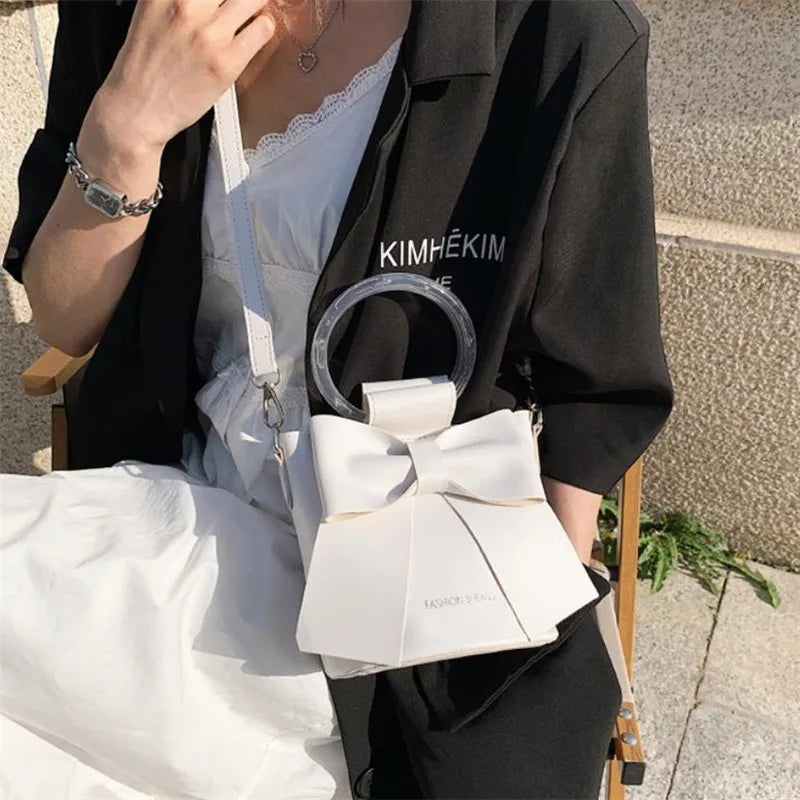 Stylish Women's Bucket Bag with Detachable Strap and Elegant Bow Accent Casual Shoulder Crossbody Bag, Summer Handbag Purse