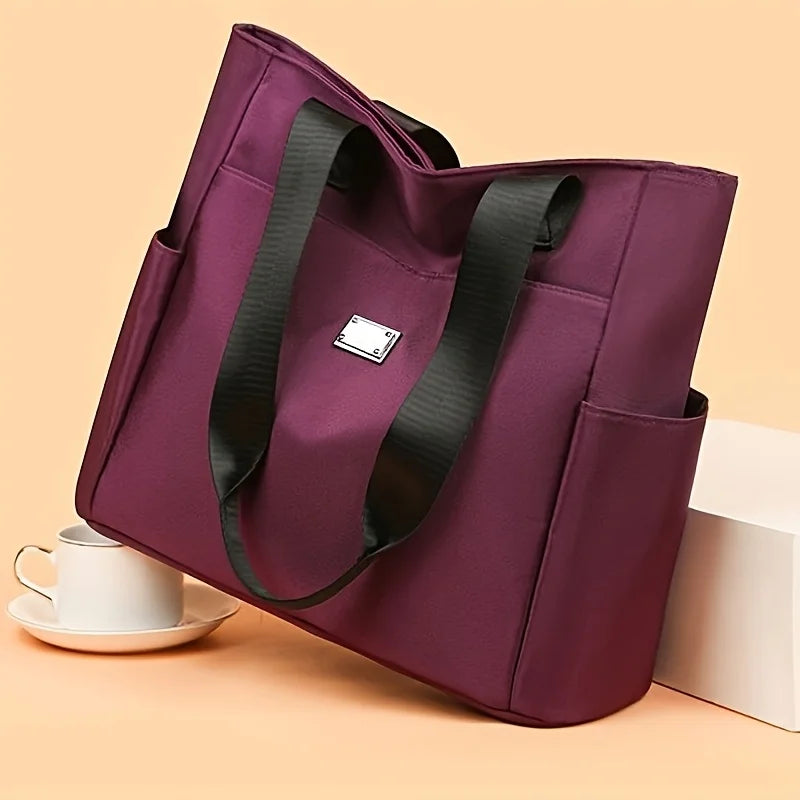 DISSEFA-TECH Women's Stylish Nylon Tote Bag - Durable, Multi-Pocket, Zipper Closure | Perfect for Shopping, Work, Daily Travel