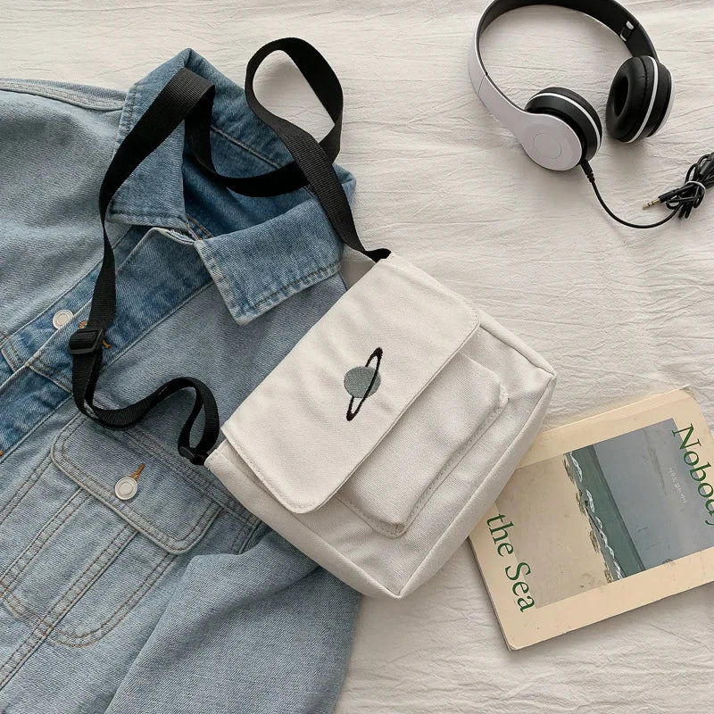 Casual Collage Student Messenger Bag Women Small Bag Canvas Shoulder Bag For Women Print Crossbody Bags Bolsas Sac