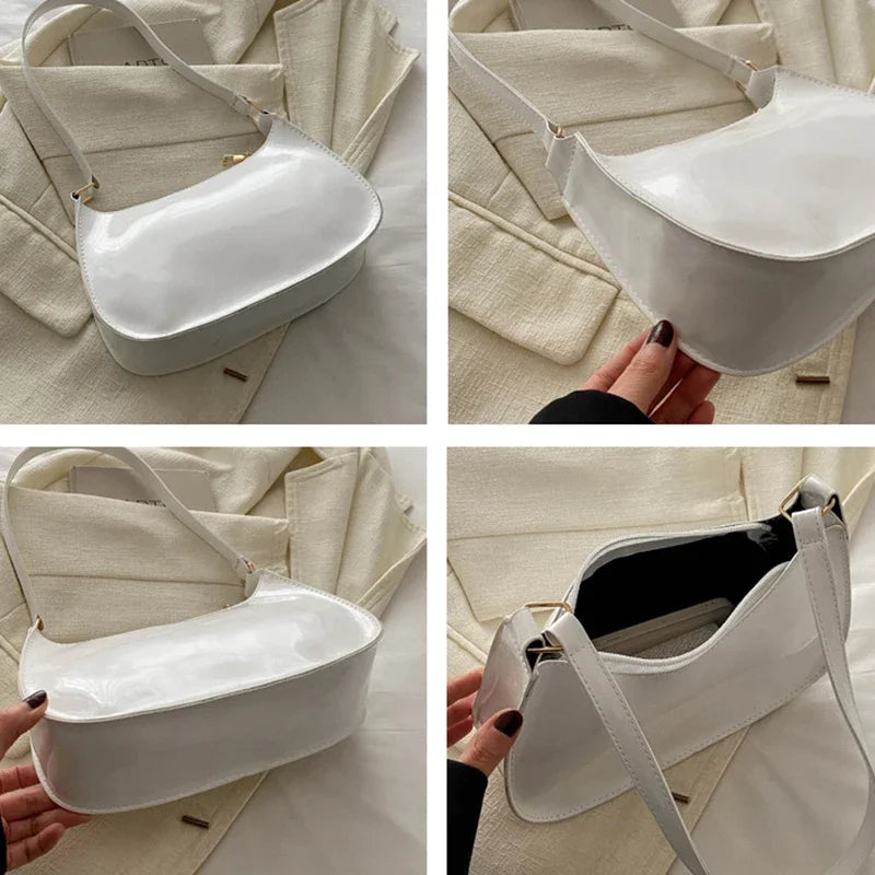 Retro Solid Color PU Leather Shoulder Bag Fashion Women's Handbags Casual Designer Hobos Underarm Bag, Suitable for Daily Use