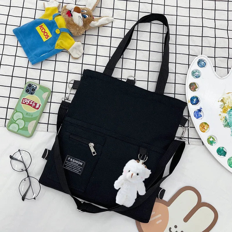 Campus Cute Canvas Handbag, Casual Tote Bag, Large Capacity Shoulder Bags for Student Backpack Handbags Shoulder Cross Body Bags