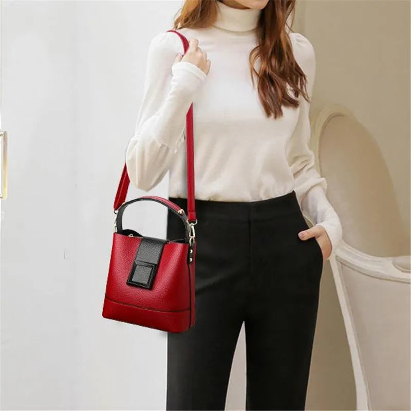 Simple Bucket Bag, Trendy Top Handle Purse, Women's Fashion Hanbag Shoulder Bag,