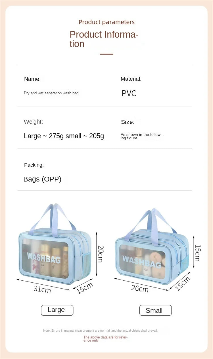 Wet Separate Bag Large Capacity Storage Bag Fitness Swimming Travel Portable Double Layer PVC Portable Cosmetic Bag #3571