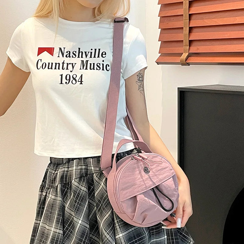 Thickened Waterproof Round Handbag, Single Shoulder Messenger Bag, Versatile Fashion Cross Body Phone Purse Pouch for Going Out