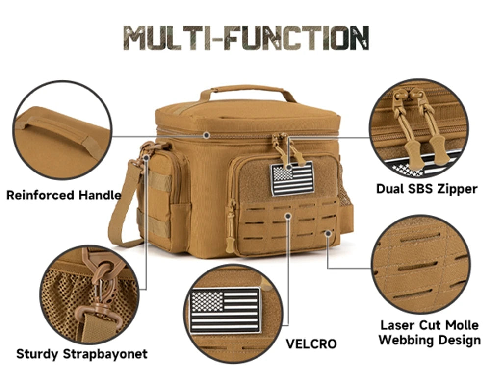 Tactical Lunch Box for Men Outdoor Heavy Duty Lunch Bag Work Leakproof Insulated Durable Thermal Cooler Bag Meal Camping Picnic