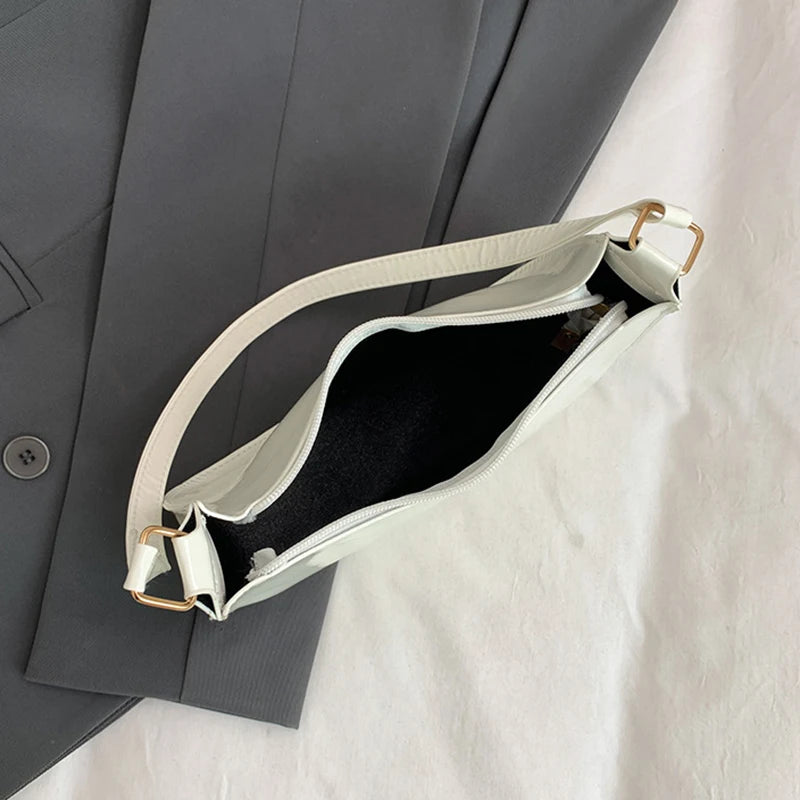 Women's Patent Leather Handbag Versatile Fashion Shoulder Bag Casual Commuting Bag Girl Brand Designer Zipper Small Handbag