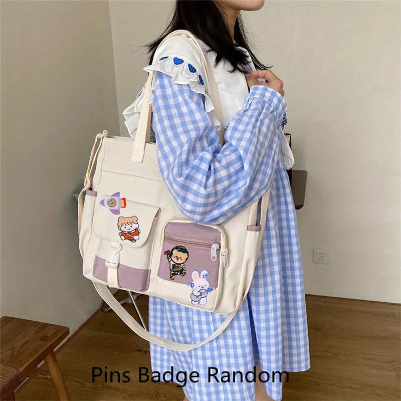 Oxford Fabric Tote Bag, Teen Handbag Shoulder Bag, Nylon Ladies Messenger Bag, Girls Women Cross Body Bags, Student School Bags