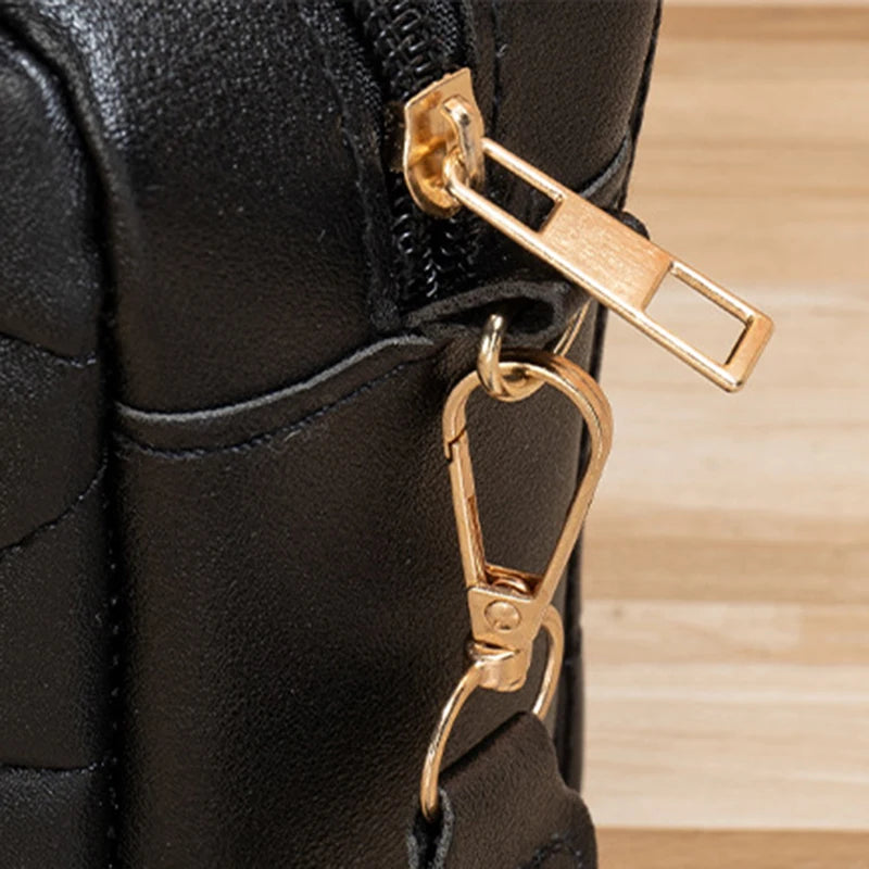 New Solid Color Diamond Plaid Son And Mother Fashion Shoulder Bag Trendy Letter Wide Shoulder Strap Crossbody Small Square Bag