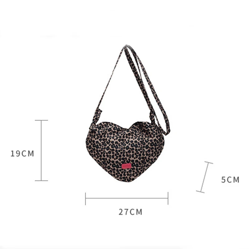 New Heart Shaped Shoulder Bag Fashion Leopard Design Crossbody Bag Cute Handbag Purse For Woman's Tote Bag