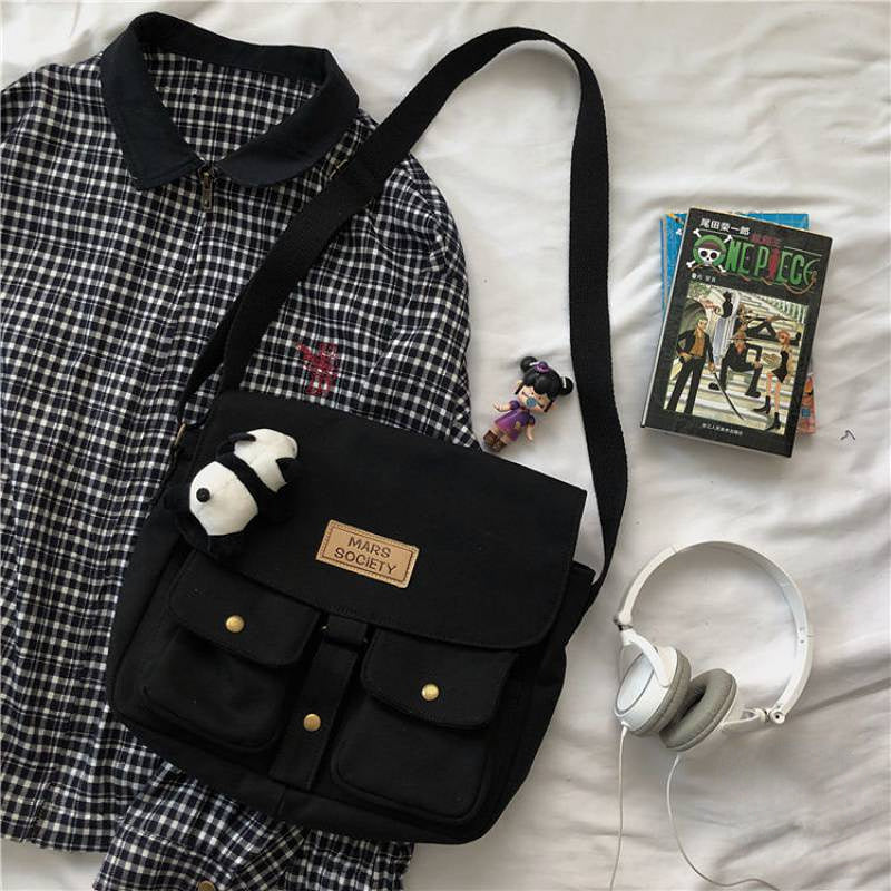 Top Canvas Bag Youth Ladies Messenger Bag Female Students Handbags Shoulder Bag Solid Color Letter Crossbody Bags for Women  Bag